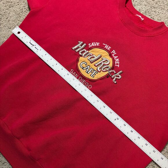 Vintage Hard Rock Cafe San Diego Red Embroidered Crewneck Sweatshirt Mens M/L - Picture 5 of 6